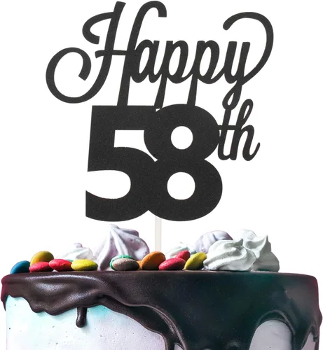 Vista 29 de LINGTEER - Decoración para pastel con texto "Happy Birthday 100", color negro