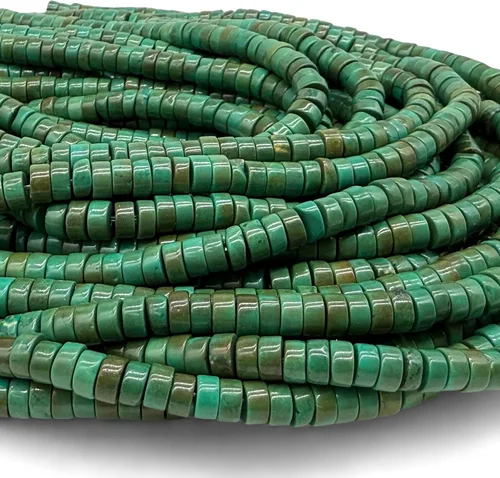 Vista 6 de ABCGEMS - Cuentas de turquesa verde Hubei Freeform Smooth Heishi 0.394 in