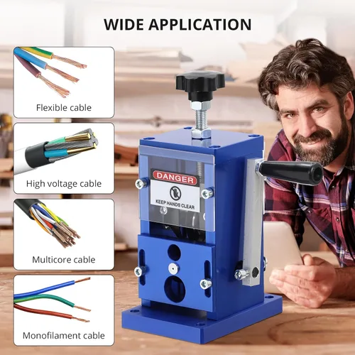 Vista 6 de Garvee Máquina peladora manual mejorada, pelador de alambre de cobre de 0.06 a 1 pulgadas con manivela o taladro, herramienta portátil de aluminio