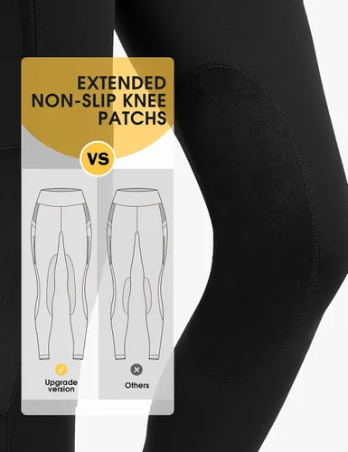 Vista 5 de FitsT4 - Mallas de equitación para mujer con bolsillos con cremallera, parche en la rodilla, malla de enfriamiento, pantalones ecuestres