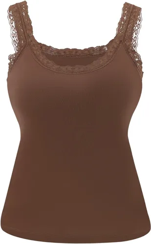 Vista 6 de Tank Tops for Women with Built in Bra Sleeveless Lace Trim Tees Summer Slim Tunic Top Cami Base Layer Camisole