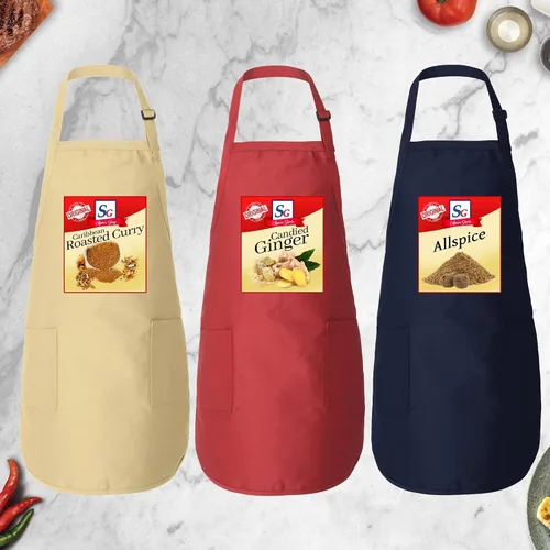 Vista 8 de Delantal de cocina con temática de especias, impermeable, ajustable, para cocinar y hornear, varios colores y diseños