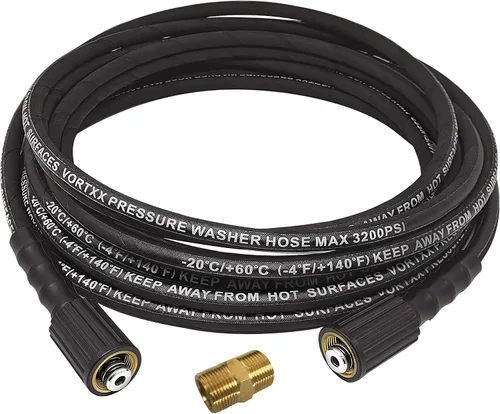 Vista 7 de Manguera de lavado a presión resistente de 1/4 pulgadas x 30 pies, M22-14mm, 3200 PSI, alambre de acero trenzado y chaqueta de goma sintética