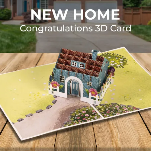 Vista 3 de iGifts And Cards Home Sweet Home - Tarjeta de felicitación 3D emergente, regalo de inauguración de la casa, regalo sorpresa de la casa