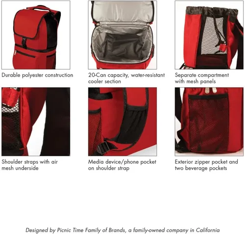 Vista 6 de PICNIC TIME NCAA Texas A&M Aggies Zuma - Mochila enfriadora suave - Enfriador de almuerzo, (negro)