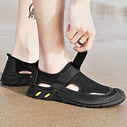 Vista 6 de LZDZN Sandalias Zapatos para hombre Zapatillas de verano Sandalias de cuero transpirable al aire libre Casual Playa Flip Flops Hombre Deporte Punta