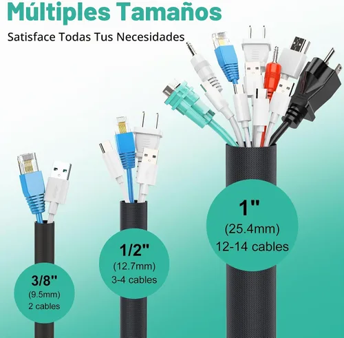 Vista 4 de UOMTFAI Protector de Cable para Perros y Gatos 3.05m - 1/2 pulgada, Funda Flexible para Cables para una Fácil Gestión de Cables, Protege los Cables