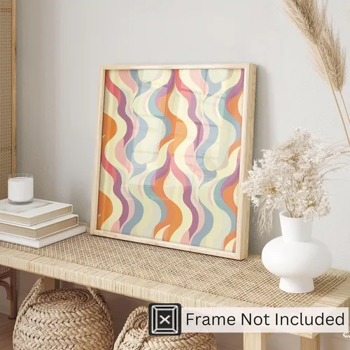 Vista 3 de Ethan Taylor Abstract Wall Art Prints Unframed Square Posters 'Retro 70s Hippie Groovy Pattern I' Retro Home Décor for Living Room, Bedroom, Office