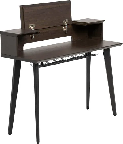 Vista 17 de Gator Frameworks Elite Series - Escritorio con teclado de 61 notas con diseño abatible y paso de cable trasero, acabado negro (GFW-ELITEKEYTBL61-BLK)