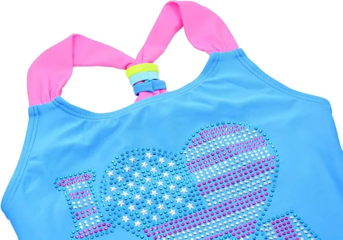 Vista 6 de SETMVVQ Traje de baño de dos piezas para niñas tankini para niñas traje de baño deportivo con espalda cruzada traje de baño de 3 a 14 años