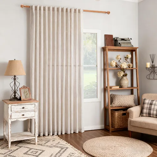 Vista 76 de MYSKY HOME Cortinas naturales de puerta francesa para ventana de puerta, 40 pulgadas de largo, cortas, semitransparentes, filtrantes de luz