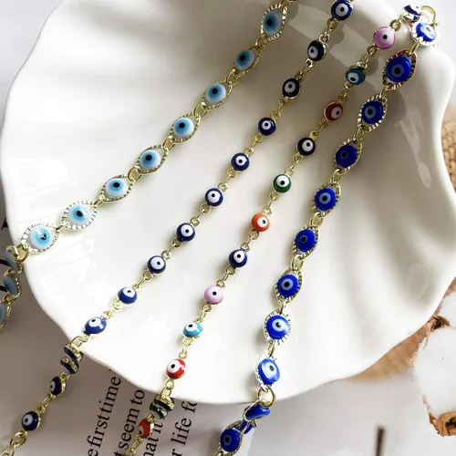 Vista 4 de Pulseras contra el mal de ojo, pulseras tobilleras para mujer, pulsera Rakhi para hermano, hermana, pulsera de cuentas de mal de ojo