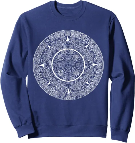 Vista 6 de Aztec Calendar Maya Sun Stone Carving Mexican Art Sudadera Mayans, Negro, S