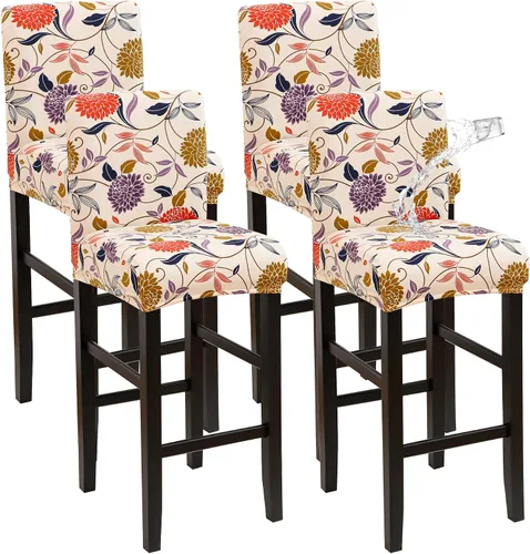 Vista 42 de FORCHEER - Juego de 4 fundas para sillas de bar con respaldos, fundas de jacquard beige para sillas de comedor, funda extraíble y lavable