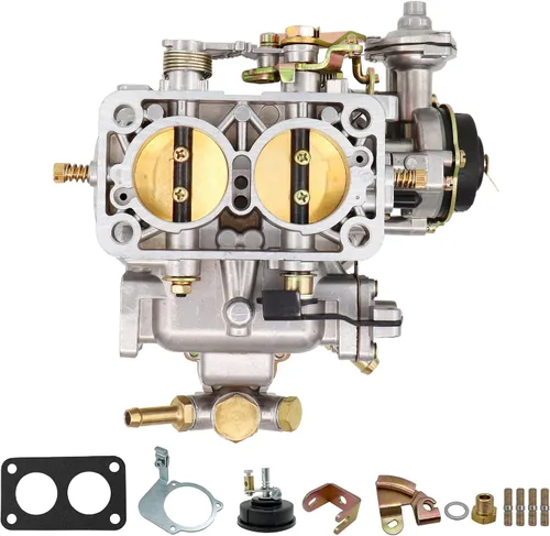 Vista 2 de Carburador de 2 barriles 38/38 para Weber 38 x 38 4 CYL estrangulador eléctrico compatible con BMW VW Ford Jeep Toyota Pickup, para Fiat Renault