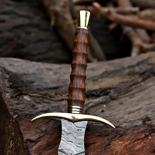 Vista 6 de Espada Vikinga de Damasco Hecha a Mano de 38 Pulgadas Real Medieval LARP Cosplay Nórdico Accesorios de Espadas con Vaina de Cuero Mango