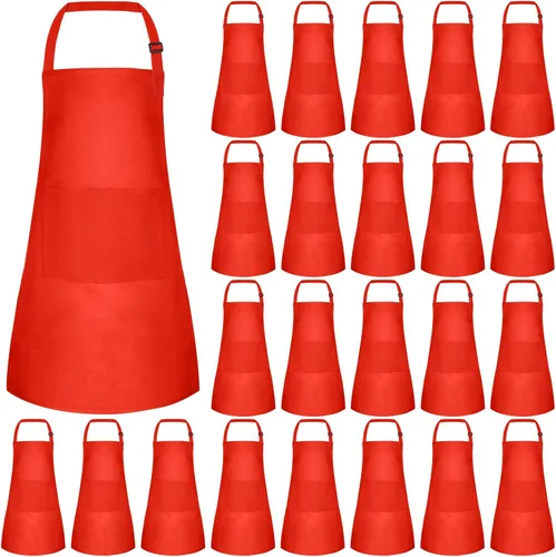 Vista 21 de Morcheiong Paquete de 8/12/24 delantales ajustables para niños al por mayor con 2 bolsillos, delantal para niños pequeños, delantales de pintura