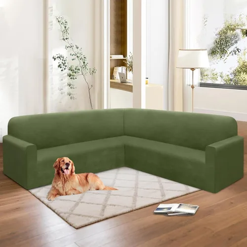 Vista 77 de HDCAXKJ Fundas de sofá seccional de esquina de terciopelo elástico en forma de L, juego de fundas deslizantes suaves y gruesas en forma de U