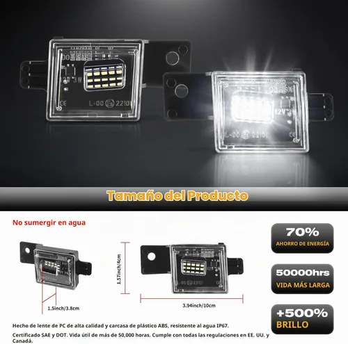 Vista 3 de Gempro Luz LED para matrícula, montaje de lámpara trasera para Chevy Silverado GMC Sierra 1500 2500HD 3500HD 2014-2023, 6000K blanco