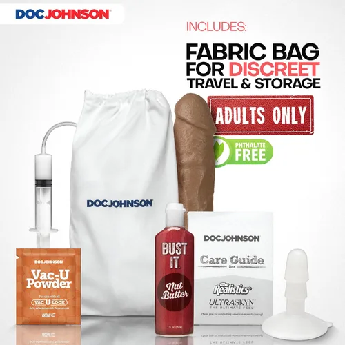 Vista 5 de Doc Johnson Bust It - Consolador realista FIRMSKYN con ventosa extraíble Vac-U-Lock - Compatible con máquina F y arnés - Solo para adultos, caramelo