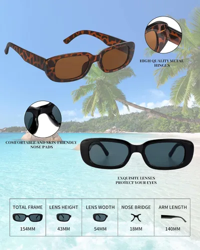 Vista 5 de 68 Retro Sunglasses Trendy Rectangle Y2K Sunglasses 90s Glasses for Women UV400 Protection