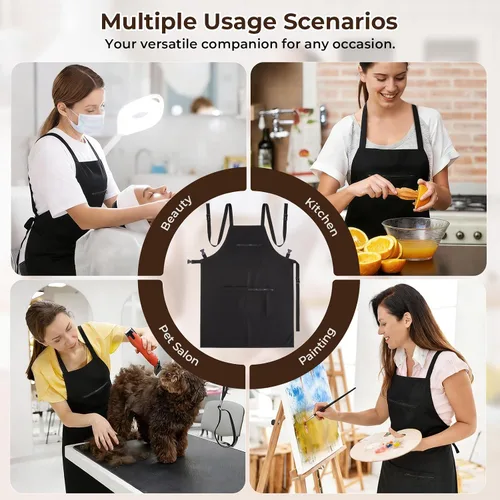 Vista 8 de Noverlife Hair Stylist Apron with 4 Pockets, Hair Resistant 34 Inch Long Hairdresser Aprons w/Adjustable Strap for Salon