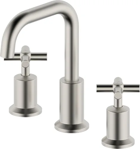 Vista 14 de Grifo de baño generalizado de dos manijas, grifos de baño para fregadero de 3 agujeros con drenaje emergente push up, 2 manijas, grifo de fregadero