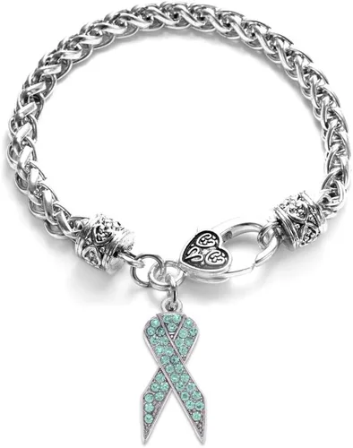 Vista 45 de Inspired Silver - Pulsera de plata con dije personalizado y circonitas cúbicas.