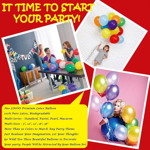 Vista 3 de Neo LOONS® 100 globos de látex de 5 pulgadas, color rubor pastel, ideales para niños, cumpleaños de adultos, bodas, recepciones, baby showers