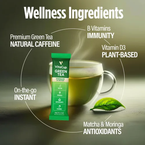 Vista 6 de VitaCup Paquete de café instantáneo delgado y paquete instantáneo de té verde (48) paquete para energía, desintoxicación y apoyo dietético (2) 24