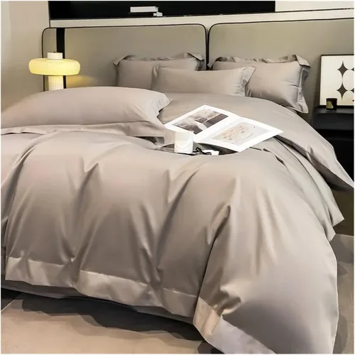 Vista 5 de Bed, Bedding Sets Cotton Solid Color Double Twin 4 Piece Duvet Cover Set Flat Sheet Pillowcase