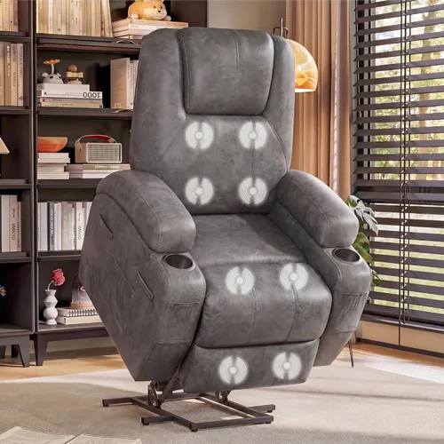 Vista 10 de Flamaker Silla reclinable eléctrica para personas mayores Beige