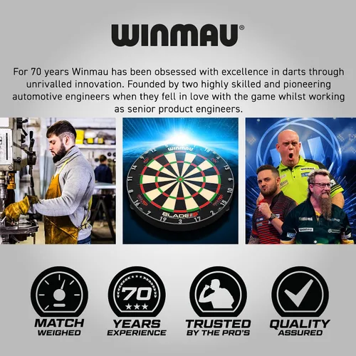 Vista 7 de WINMAU Advance 500 Series Professional Tungsten Steeltip Darts Set with Flights and Shafts (Stems)