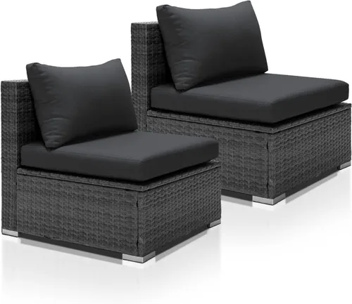 Vista 6 de RADIATA Juegos de conversación al aire libre muebles de patio sofá conjunto 2 unids gris PE Rattan mimbre conversación conjuntos de conversación