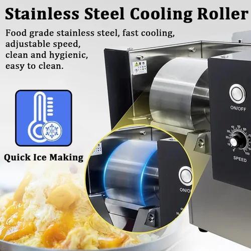 Vista 5 de Commercial Snow Ice Maker Shaver Machine Snowflake Ice Machine Continuous Ice Machine, Stainless Steel Ice Crusher Electric Snow Cone Maker (70kg/h)