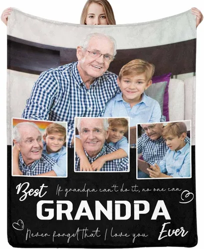 Vista 21 de Manta personalizada para papá abuelo, regalo de manta personalizada para el día del padre, manta personalizada con foto para papá, regalo