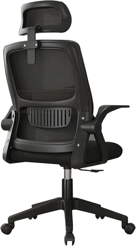 Vista 9 de Silla de oficina con soporte lumbar ergonómico, silla de computadora de malla con respaldo alto, silla de escritorio de oficina cómoda, con brazos