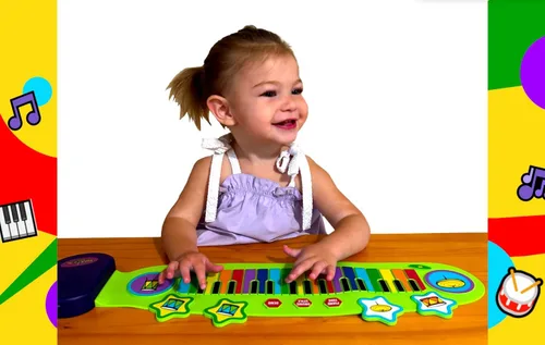 Vista 2 de MUKIKIM Jr Piano and Drum Duo - Piano flexible portátil y almohadilla de batería juguete para niños a partir de 3 años. Juego educativo
