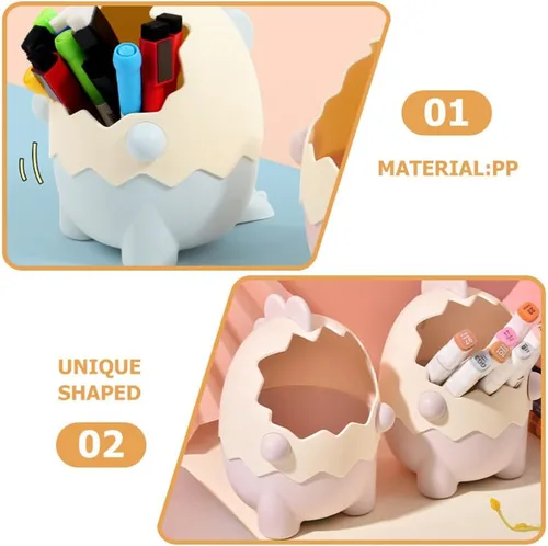 Vista 8 de Holibanna Organizador de escritorio Kawaii para bolígrafos, brochas de maquillaje y papelería, contenedor de almacenamiento de capacidad, 2