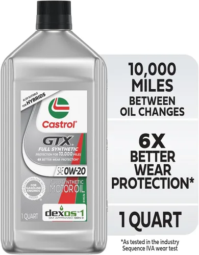 Vista 2 de Castrol GTX - Aceite de motor completamente sintético 0W-20, 1 cuarto de galón, paquete de 6