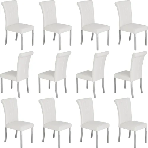 Vista 24 de Asday Upholstered Dining Chairs Set of 2, High Back Fabric Chairs, Beige Linen Fabric, High Back, Black Metal Legs