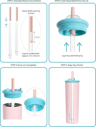Vista 9 de Vaso de caramelo, botella de agua aislada de acero inoxidable de 25 onzas, tapa 2 en 1 con popote flexible, sin BPA, apto para vasos, apto