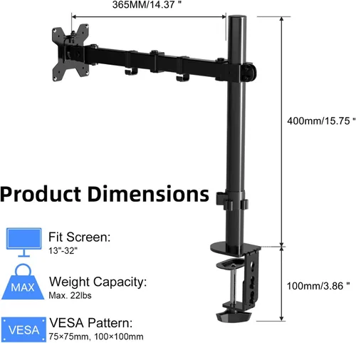 Vista 2 de [Usado] Pholiten Soporte de escritorio con brazo de monitor único