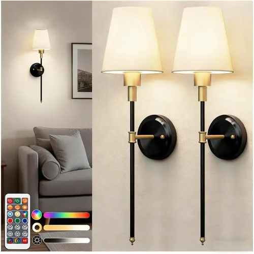 Vista 14 de DORESshop Juego de 2 apliques de pared a pilas, inalámbrico, fácil de instalar, regulables y ajustables, lámpara de pared recargable
