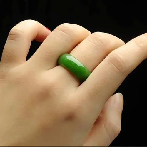 Vista 6 de Anillo de jade - Jade hetian verde naturalblanco, anillos de jade verde para mujeres y hombres, joyería de jade, regalos para mujeres