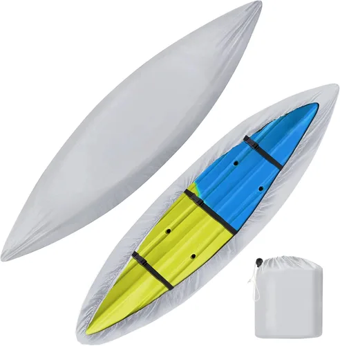 Vista 9 de iCOVER Funda para Kayak, Fundas Impermeables para Kayak para Almacenamiento al Aire Libre, Funda Resistente al Polvo para Canoa para Almacenamiento