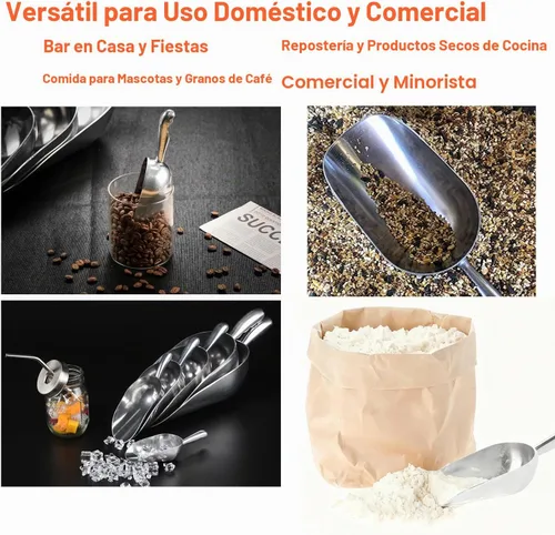 Vista 7 de Cuchara de aluminio fundido de 6 onzas, cuchara de hielo sólido de una pieza para cubitos de hielo, bar, cocina, cuchara multiusos de alimentos