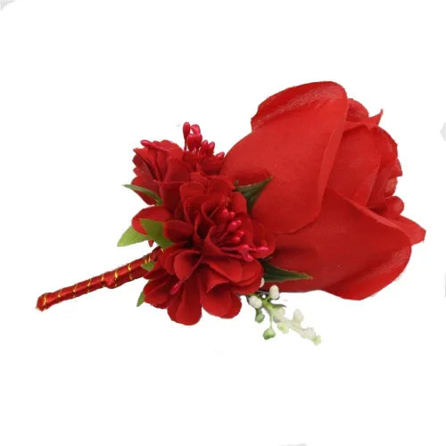 Vista 3 de broche decorativo de rosa para traje de hombre. Ideal para usar en bodas.