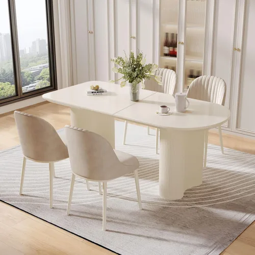 Vista 21 de Juego de mesa de comedor moderno de 63 pulgadas para 4, juego de Negro