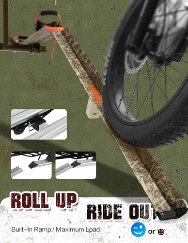 Vista 4 de Portabicicletas de Enganche Young - Portabicicletas para Coche SUV Camión RV, para 2 Bicicletas Eléctricas, Capacidad 200lbs Neumáticos Anchos